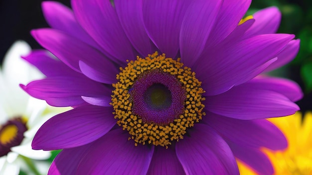 Un fiore viola con centro giallo