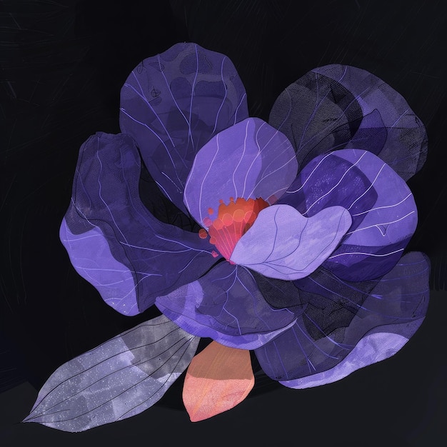 un fiore viola con un centro viola e un flore viola al centro