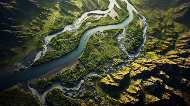 Un fiume attraversa una valle.