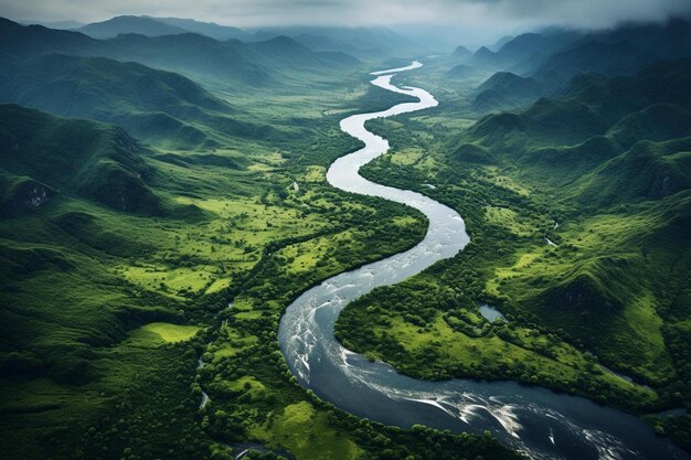 Un fiume attraversa una valle.