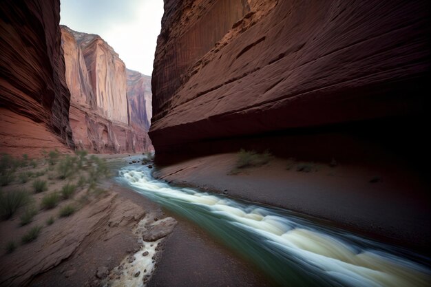 Un fiume che scorre nel mezzo di un canyon