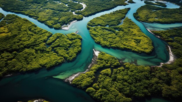 un fiume con degli alberi attorno