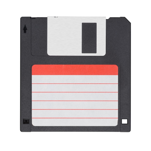Un floppy disk da 35 pollici o un dischetto isolato su bianco
