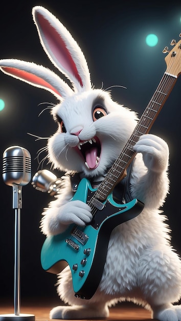 Un fluffy hardrock rabbit chitarrista brutalmente e violentemente urlando nel suo microfono da ivo80