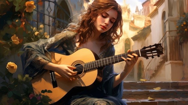 Un folklore preraffaelita Melodia di strada di Margaret Hd Artgerm Illustrazione ispirata