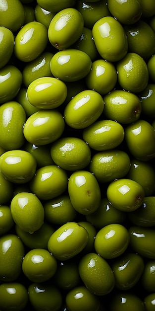 Un folto gruppo di olive verdi