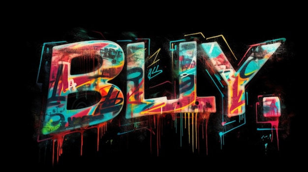 Un font graffiti colorato con la parola " billy " al centro.