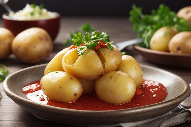 Un fri di patate fresche con salsa