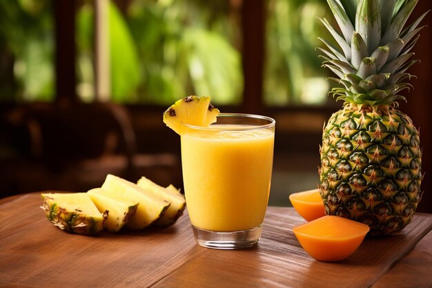 Un frullato tropicale fatto con succo di ananas