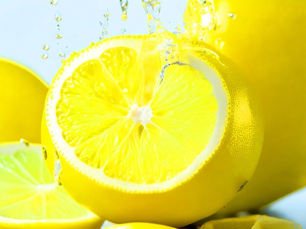 un frutto di limone con liquido di succo di limone intorno a esso foto download