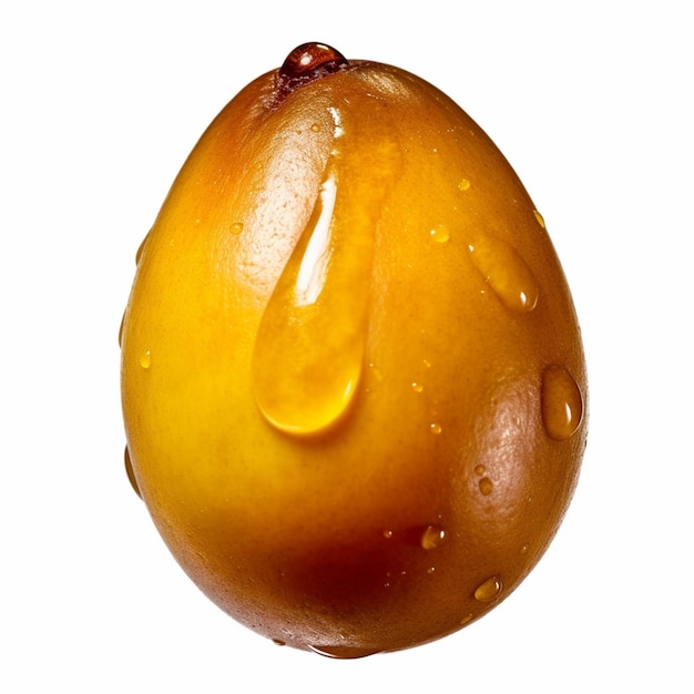 Un frutto giallo con gocce d'acqua su di esso