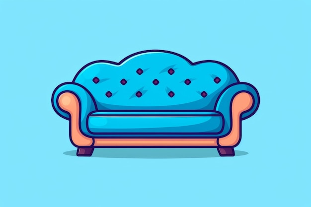 Un fumetto illustrazione di un divano blu.