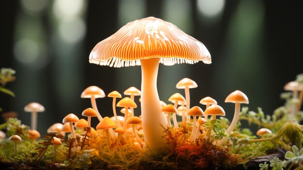Un fungo con una lampada bianca su sfondo bianco