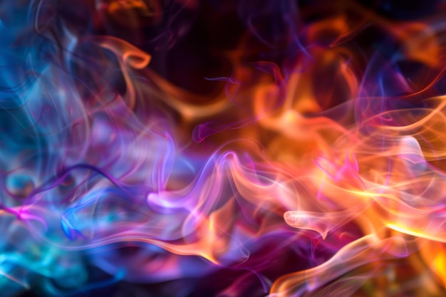 Un fuoco con fiamme colorate che crea una scena vibrante e dinamica