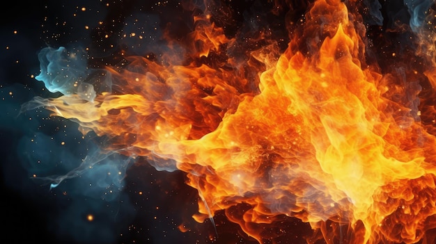 Un fuoco e fiamme sono mostrati in questa immagine.