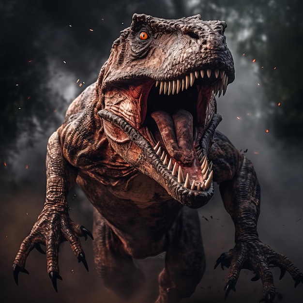 Un furioso Tyrannosaurus Rex dinosauro