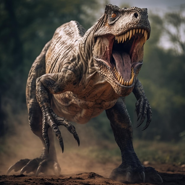 Un furioso Tyrannosaurus Rex dinosauro