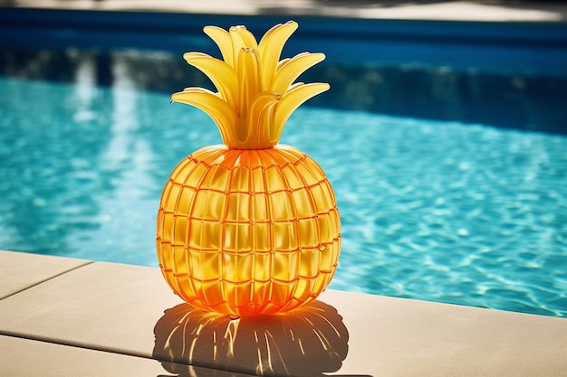 Un galleggiante a forma di ananas in piscina per le bevande