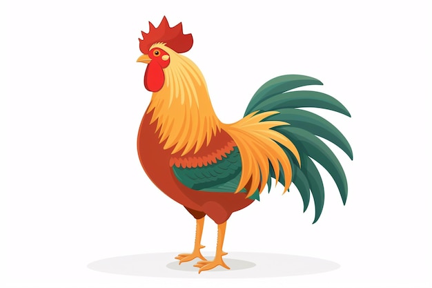 un gallo con una coda colorata