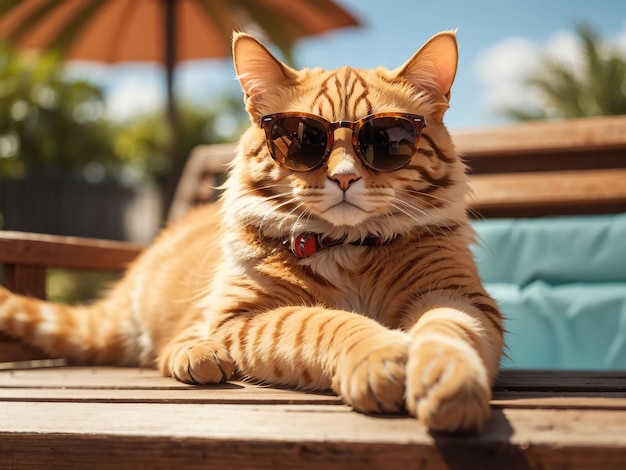 Un gattino adorabile con gli occhiali da sole