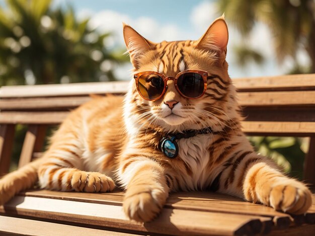 Un gattino adorabile con gli occhiali da sole