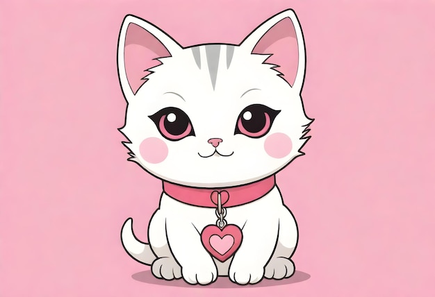 un gattino bianco con un cuore sul petto