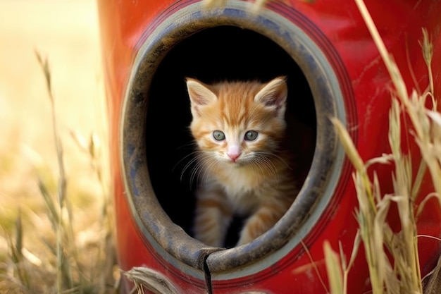 Un gattino che esce da uno stivale da cowboy