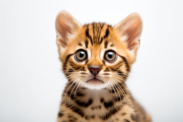 Un gattino con sfondo bianco