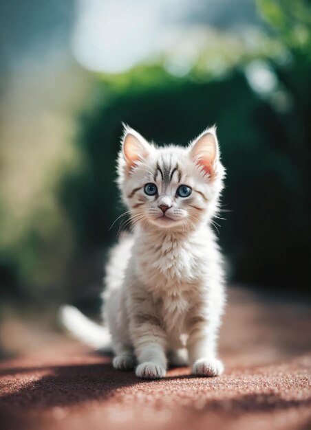 un gattino con una faccia bianca e marrone e occhi blu