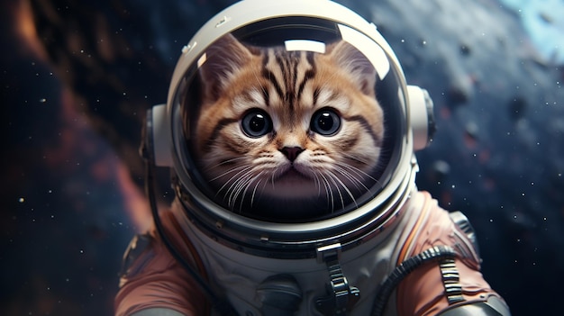 Un gatto astronauta carino nello spazio.