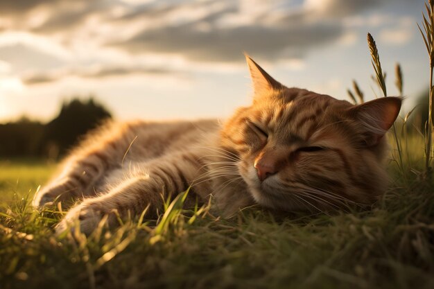 Un gatto che dorme sulla superficie