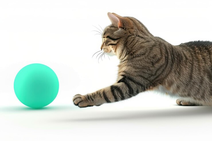 Un gatto che gioca con una palla