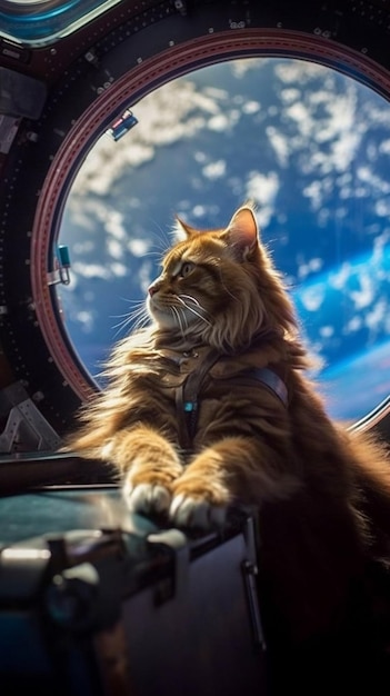 Un gatto che guarda fuori da una finestra con il cielo sullo sfondo