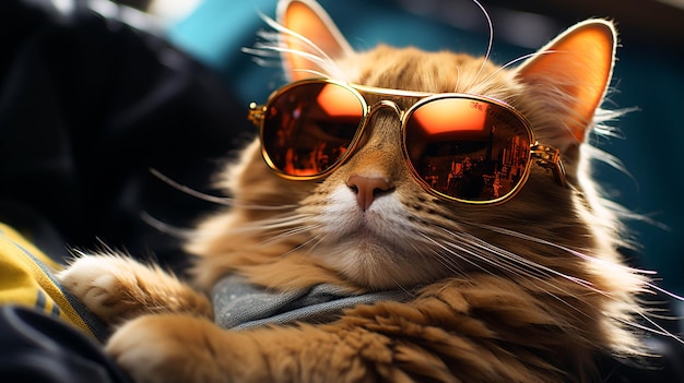 Un gatto che indossa occhiali da sole gatto con occhiali da sole