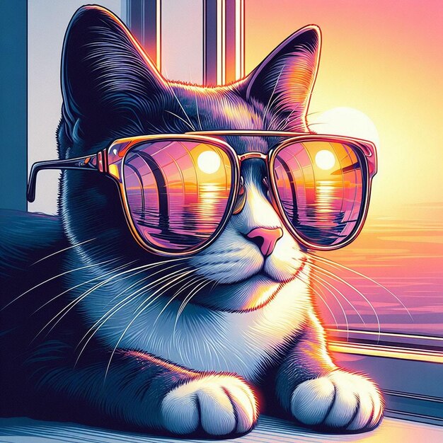 Un gatto che indossa occhiali da sole