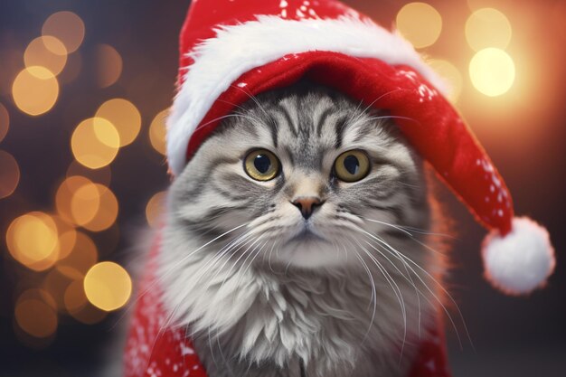 un gatto che indossa un cappello di Babbo Natale adorabile sembra elegante