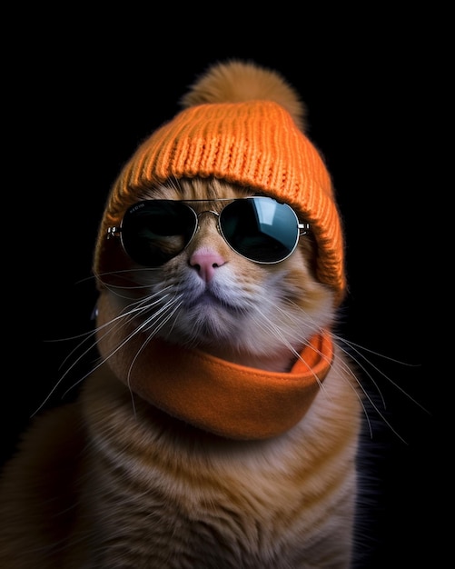 Un gatto che indossa un cappello e occhiali da sole