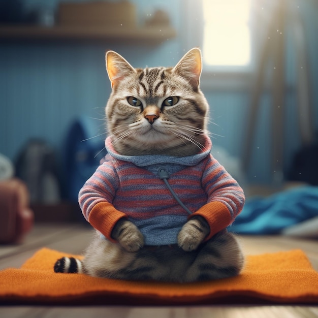 un gatto che indossa un maglione con su scritto quot cat quot