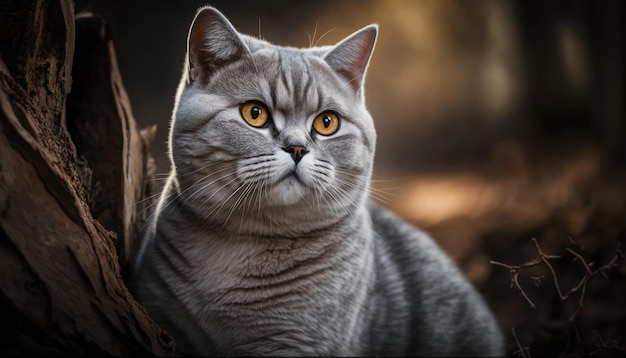 Un gatto con gli occhi gialli