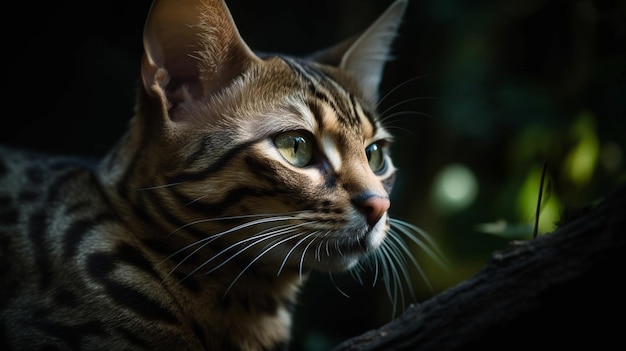 Un gatto con gli occhi verdi