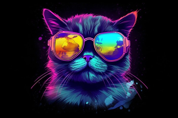 Foto un gatto con gli occhiali da sole