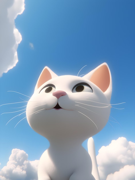 Un gatto con un cielo blu e nuvole