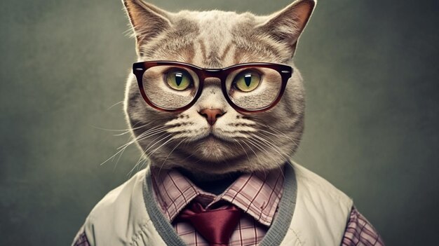 Un gatto con un collare e degli occhiali che dice "caton it"