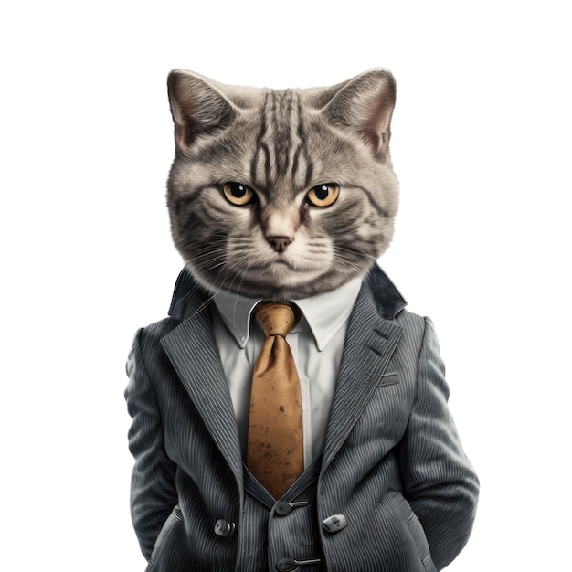 Un gatto con una cravatta che dice "sono un capo"