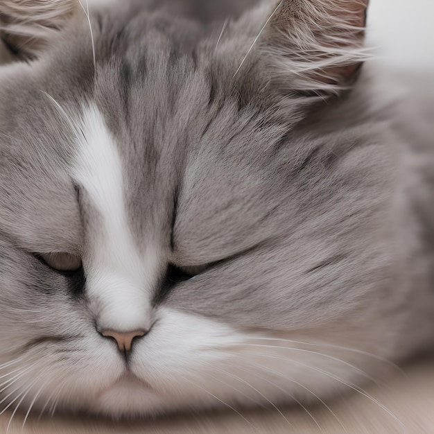 Un gatto con una striscia bianca sul muso sta dormendo.