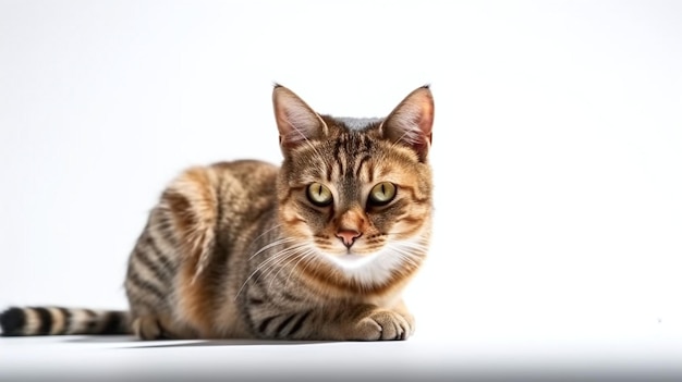 Un gatto con uno sfondo bianco