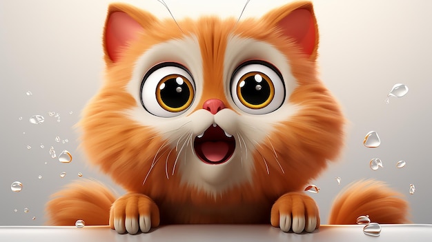 Un gatto dei cartoni animati con uno sfondo bianco e un'immagine di cartone animato di un gatto di cartoni animato con occhi grandi.