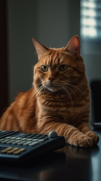 Un gatto è seduto sulla tastiera di un computer.