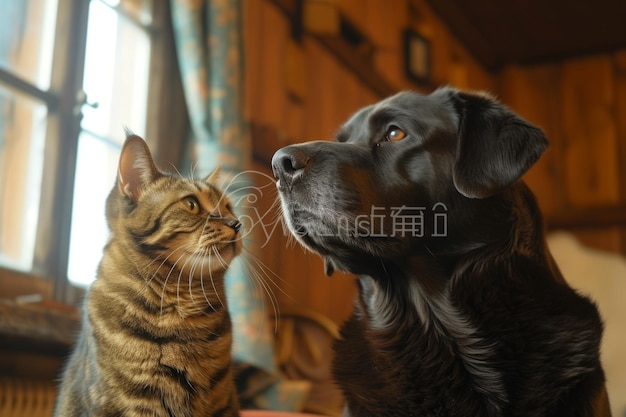 Un gatto e un cane che si guardano