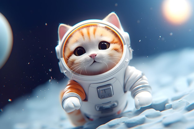 Un gatto in tuta spaziale con sopra un elmetto